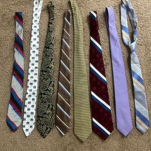 Assorted Men's Silk Ties - Lavender, Burgundy, Brown, Gold & Patterned Options